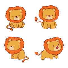 Cute Adorable Lion Cartoon Illustration
