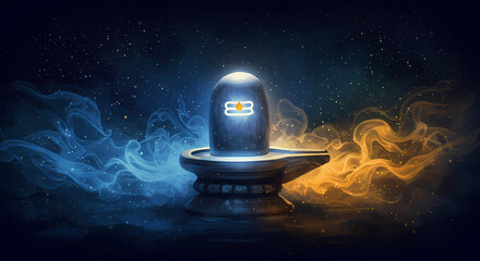 Spiritual Lingam of Lord Shiva, illuminated by divine smoke.