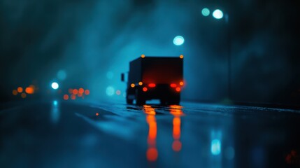 Abstract truck and container in soft light, symbolizing efficient cargo transport and modern logistics.
