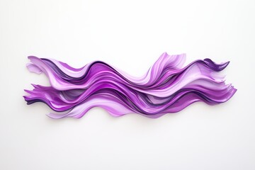 Colorful abstract art piece showcasing flowing purple waves on a white background