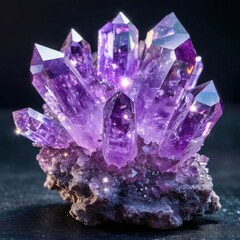 Fototapeta premium A detailed macro of a forming crystal with sharp facets, vibrant colors, and dazzling light refractions Generated AI