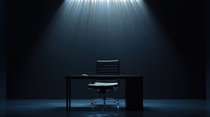 Fototapeta premium Empty office desk under spotlight (2)