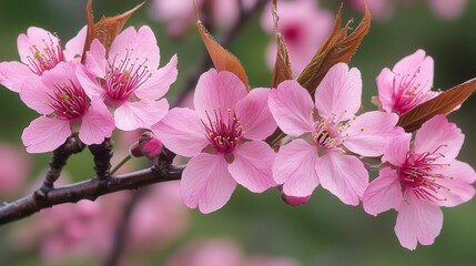 Obraz premium Delicate Pink Cherry Blossoms in Springtime Blooming Nature Scene