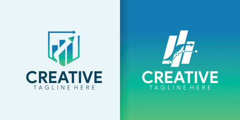 Growth chart logo design, gradient background, corporate branding