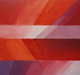 This abstract art piece features a grid of overlapping orange and red rectangles, with white lines separating them, creating a dynamic and visually engaging composition