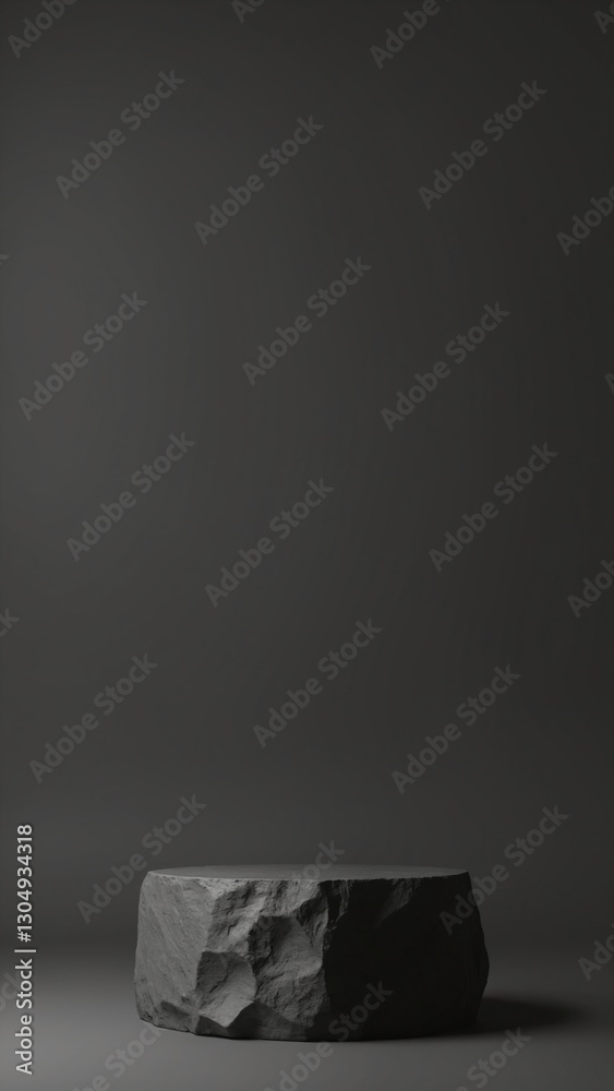 Poster black geometric stone and rock shape background, minimalist mockup for podium display or showcase, 3