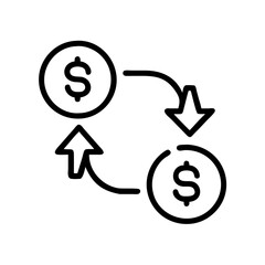 Obraz premium Fintech DeFi lending and borrowing icon in black outline style
