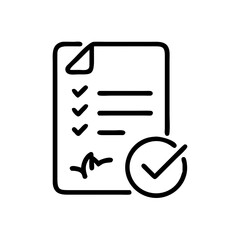 Fintech Know Your Customer (KYC) verification icon with checklist and checkmark