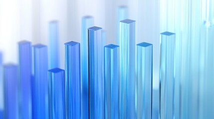 Obraz premium Abstract 3D glass graph with frost texture symbolizing financial growth, minimalistic design.