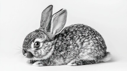 Obraz premium Energetic Grey Rabbit, Isolated on White