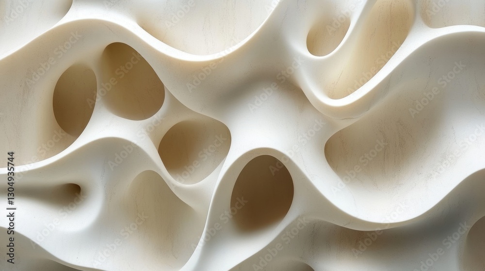 Poster abstract organic flowing form in soft white tones creating a calming and modern minimalist backgroun