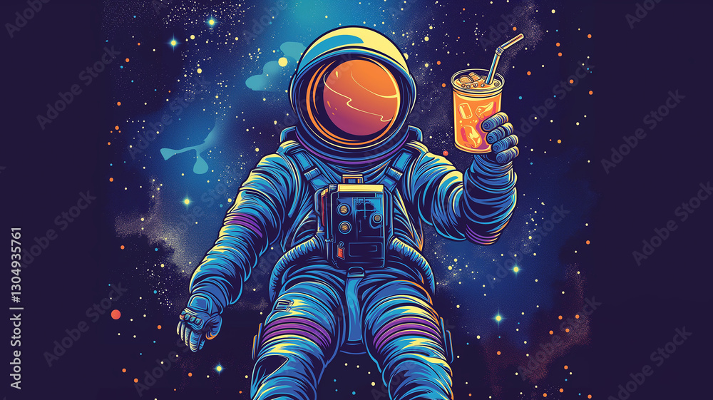 Aufkleber this astronauts float in zero gravity, savoring drinks while experiencing the wonders of space touri