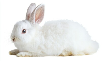 Obraz premium Energetic Grey Rabbit, Isolated on White