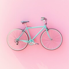 Teal Bicycle Against a Pink Wall