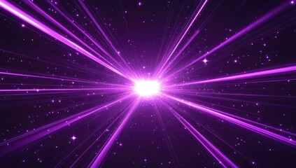 Obraz premium Purple light rays burst from bright center.