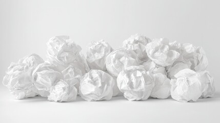Crumpled paper balls forming a creative sculpture, symbolizing teamwork and innovation.