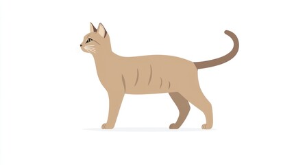 Graceful Shorthair Cat, Isolated on White