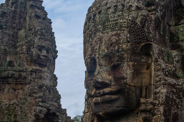 Angkor Wat temple bayon face smiling siem reap, cambodia
