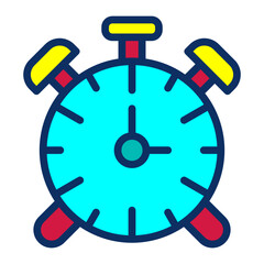 Alarm clock Vector Line Filled Icon Design