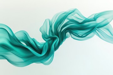 Flowing teal fabric swirls gracefully against a minimal background showcasing elegance and motion