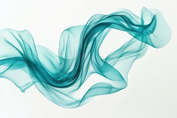 Elegant teal fabric flows gracefully against a light background, showcasing delicate textures and movement