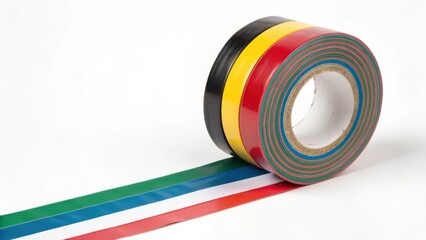 Multicolored Adhesive Tape Roll on White Background