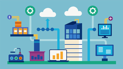 With datadriven automation factories are able to quickly adapt to changes in production demands and optimize resources and labor accordingly.. Vector illustration