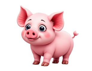 Fototapeta premium Cute cartoon pig with transparent background