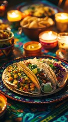 Delicious Gourmet Tacos Festive Dinner Setting
