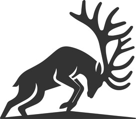 Deer lowering its head to charge animal silhouette vector