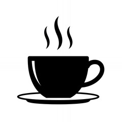 Steaming Hot Cup of Coffee or Tea Icon on White Background