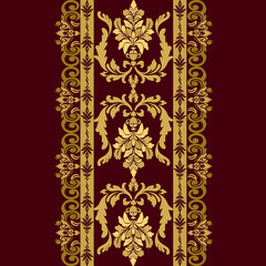 Ikat seamless floral pattern on red brown tone , Motif ethnic floral seamless textil, embroidery, print striped ornament floral, pattern, design for wrapping, silk, scarf, background, text	