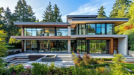 Fototapeta premium Modern Home with Geometric Facade