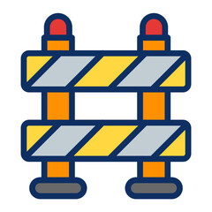 Road Barrier Vector Line Filled Icon Design