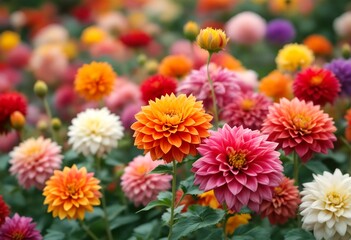 dahlias in bloom.