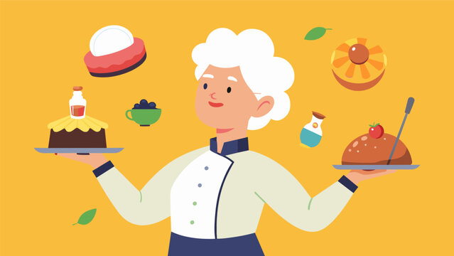 With age comes wisdom and this elderly gourmet critic uses her experience and expertise to distinguish good food from great leaving no dish unturned.. Vector illustration