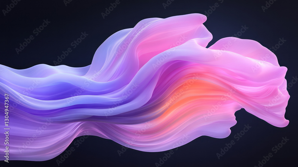 Poster a vast panoramic display of translucent purple streams twisting gracefully, contrasting sharply