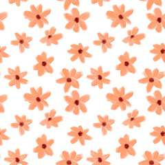floral seamless pattern with oil paint brush