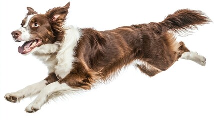 Fototapeta premium Jumping Happy Dog, Isolated on White