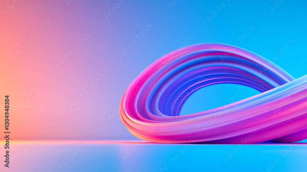 Poster A striking large-format scene of orbit-like arcs in vibrant fuchsia and cobalt, gliding over a