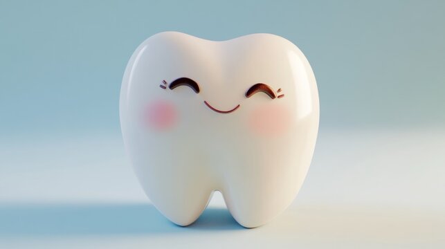 Cute cartoon tooth on light blue background (12)
