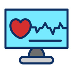 Heart Analysis Vector Line Filled Icon Design