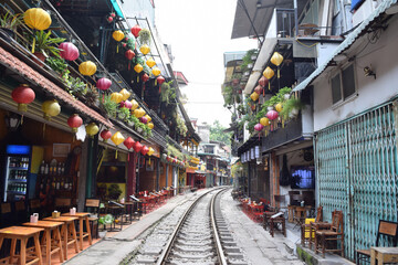 Cityscape of Hanoi Train Street, Vietnam