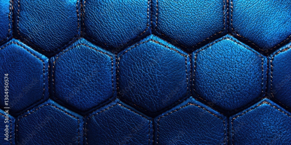 Poster Blue leather surface with a hexagonal pattern