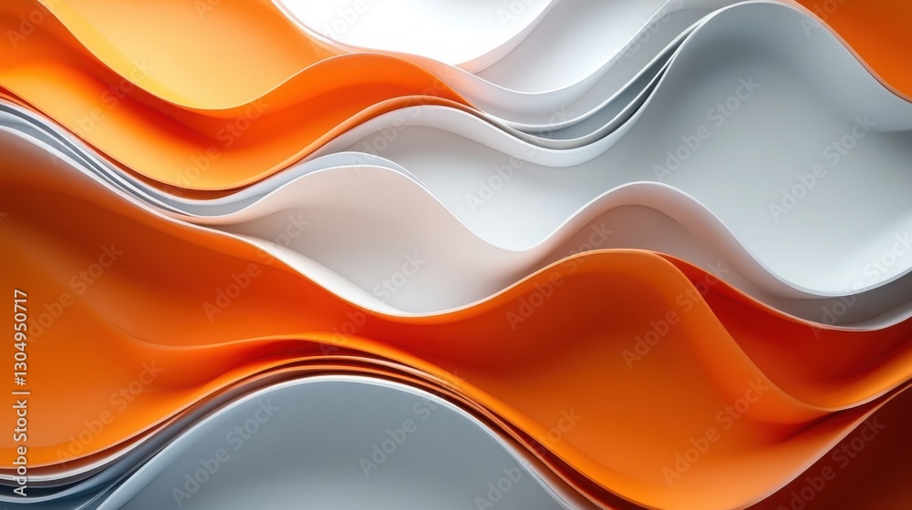 Poster abstract wavy pattern of orange and white creating a dynamic visual experience with movement