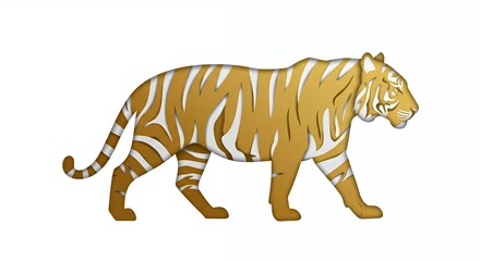 Obraz premium Elegant Gold Tiger Silhouette in Paper Cut Style