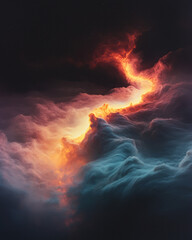 Fototapeta premium A surreal interstellar filament, woven from swirling gases of a nebula, gently rustling like a