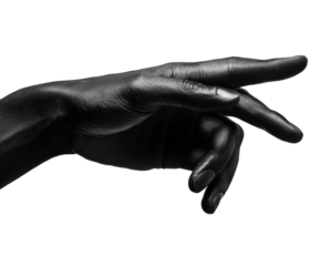 Artistic gesture black hand minimalist style isolated on transparent background png