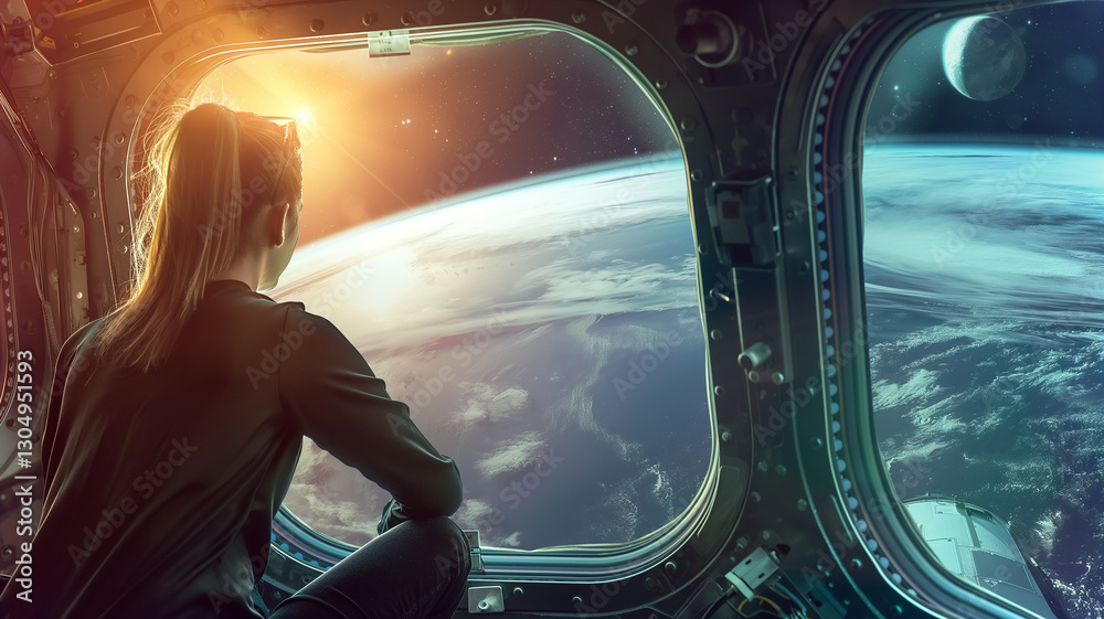 Aufkleber This Passengers view Earth and stars from a spaceplane window on a suborbital flight.