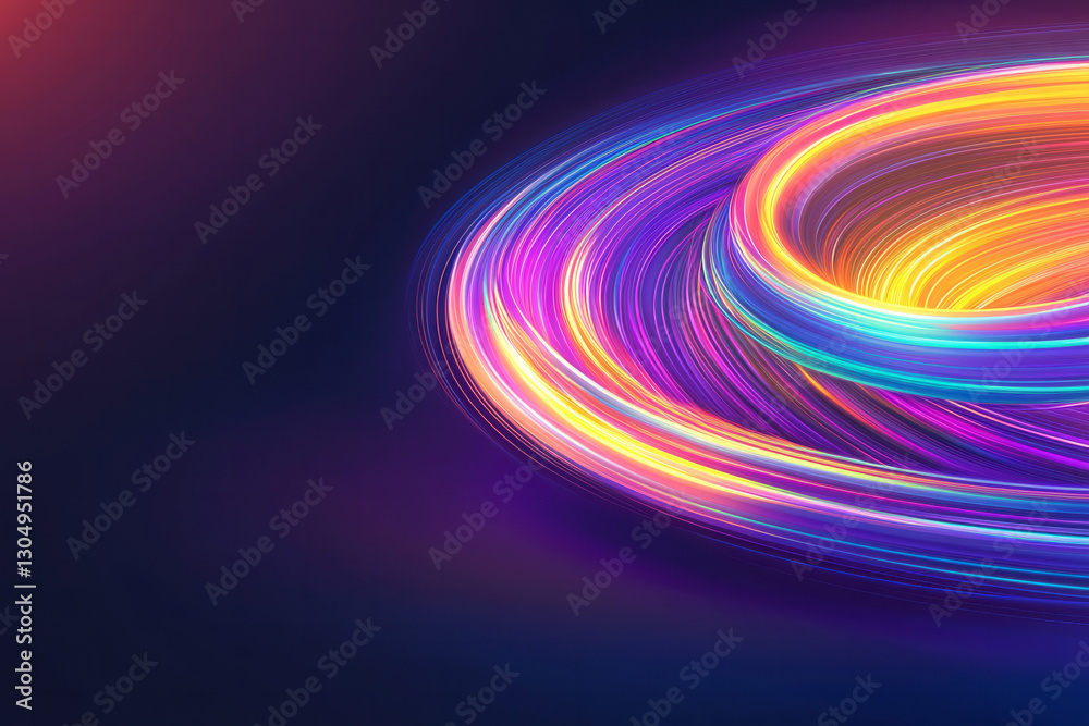 Poster a sleek, abstract visualization of a dynamic leverage loop with swirling neon lines and overlapping